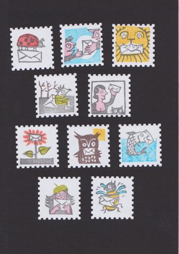 Set Briefmarkenaufkleber