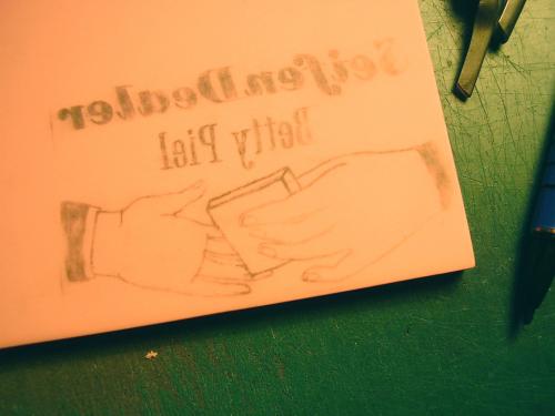 Arbeitsschritt beim Stempel schneiden für Betty Piel